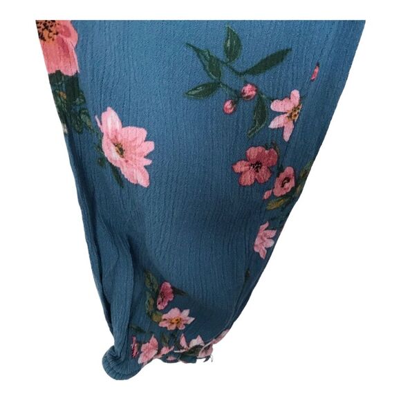 Torrid Top Womens 2 2X Blue Floral Crinkle Gauze Lace Trim Cold Shoulder Blouse - Picture 5 of 12